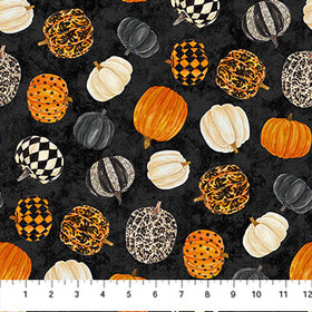 Hallow's Eve Black Multi Tossed Pumpkins 27085-99 Black Multi
