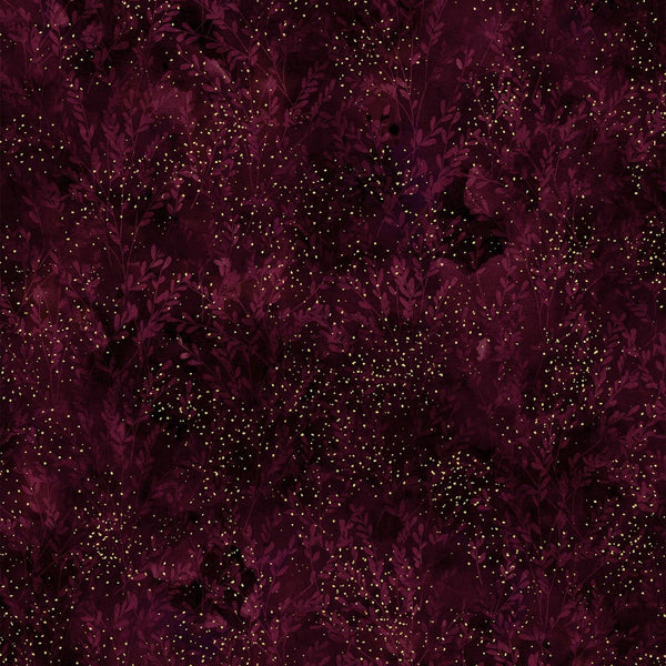 Autumn Is In The Air Mulberry Texture with Gold Metallic T4856-428G - Quilting by the Bay