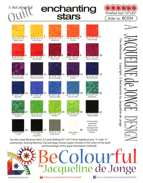 Be Colourful Enchanting Stars Pattern - Quilting by the Bay