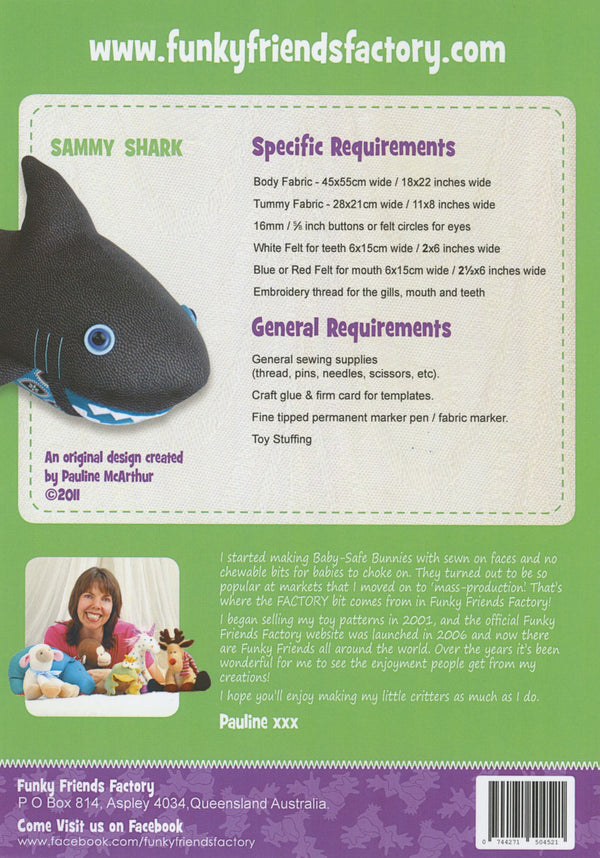 Sammy Shark Pattern by Funky Friends Factory - Quilting by the Bay