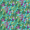 Shimmer Paradise Packed Floral Hummingbirds Teal Metallic 25240M-64