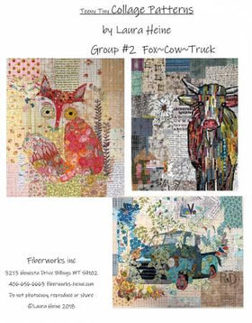 Teeny Tiny Collage Pattern Group 2 Old Blue Truck, Freida Fox, and Abilene Cow