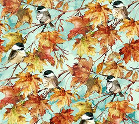Autumn Breeze Turquoise Birds  DP28057-62 Turq Multi - 58