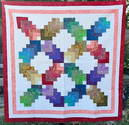 Batik Geometric Squares Finished Quilt