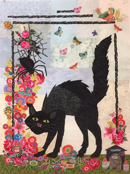 Black Cat in the Garden Sample - Quilting by the Bay Exclusive Colorway