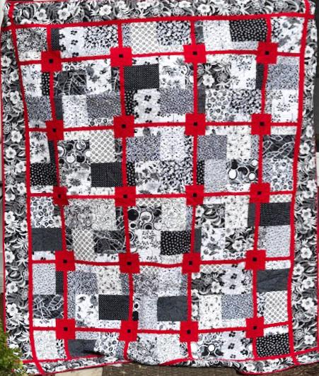 Black White and Red Finished Quilt