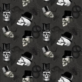 Charcoal Skulls In Top Hats WICKED-C1445-CHARCOAL- 85