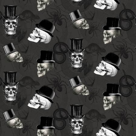 Charcoal Skulls In Top Hats WICKED-C1445-CHARCOAL- 85