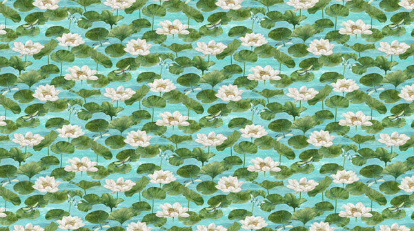 Tranquil Waters Turquoise Water Lilies DP27208-68