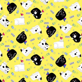 Day Dreamers Yellow Allover Cats 7172-33 YELLOW 3 Yard Pack