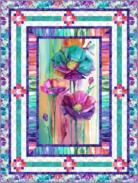 Dragonfly Flower TEAL Quilt Kit featuring Dragonfly Dance