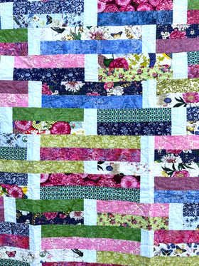 Floral Strips Finished Quilt