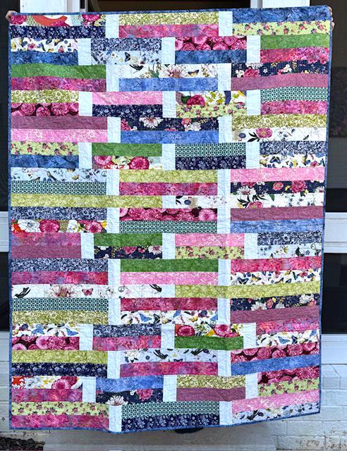 Floral Strips Finished Quilt