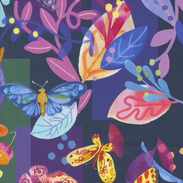 Flower Patches Midnight Butterfly Meander 21820-16