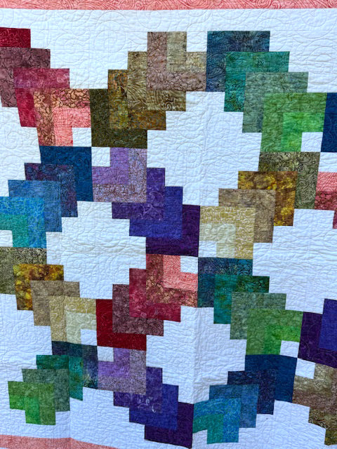 Batik Geometric Squares Finished Quilt