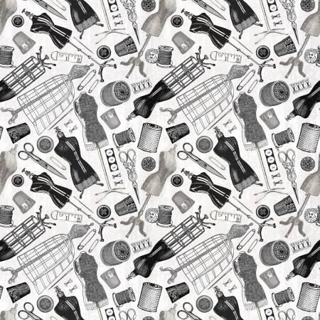 Grey Vintage Mannequins and Sewing Tools CD1501-GREY - 135