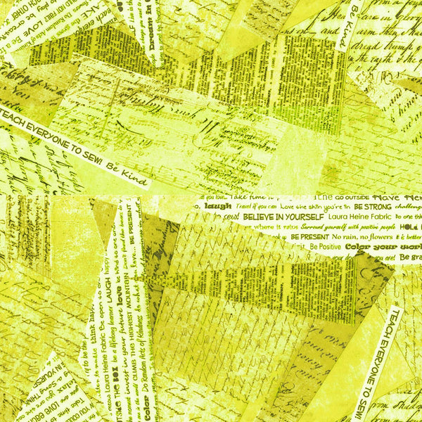 Happy Chance Chartreuse Paper Collage 52695-13 - 3 yard End of Bolt