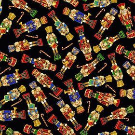 Holiday Tossed Nutcrackers on Black CM2057 Black