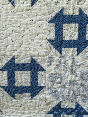 Indigo Churn Dash Finished Quilt