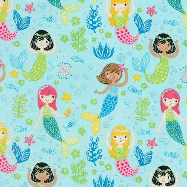 Mermaids Aqua Tossed Mermaids CM6613-AQUA - 69