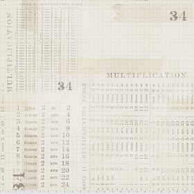 Monochrome Parchment Multiplication Table PWTH106.PARCHMENT