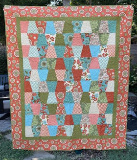 Orange and Blue Tumbler Finished Quilt