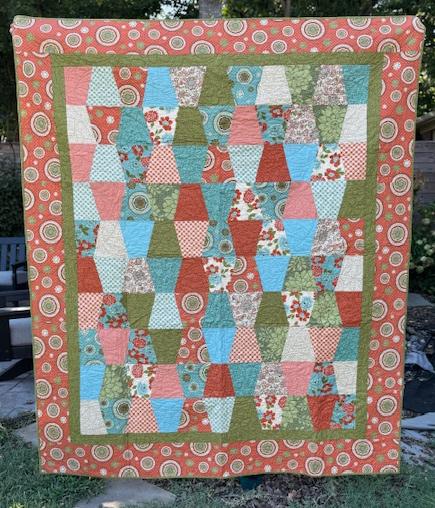 Orange and Blue Tumbler Finished Quilt