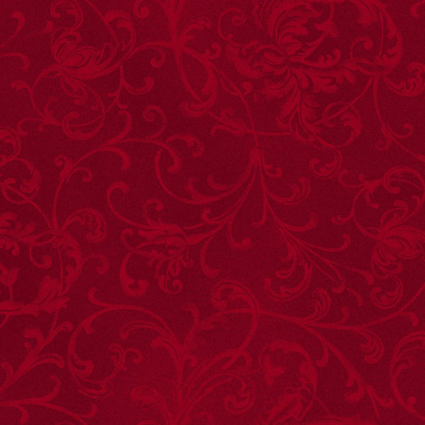 Poinsettia Pine Dk Red Elegant Scrolls MAS9126-R2