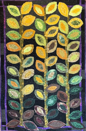Raw Edge Leaves Art Quilt Finished Sample