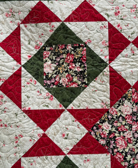 Square in a Square Floral Finished Quilt