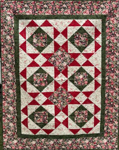 Square in a Square Floral Finished Quilt