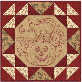 Stitched in Red Boo Cat Finished Sample