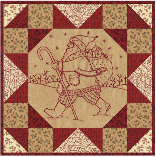 Stitched in Red Old St Nick Finished Sample