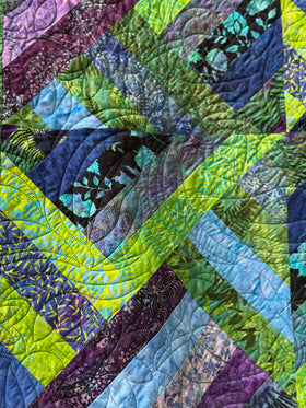 Batik Strip Search Finished Quilt