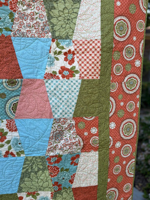 Orange and Blue Tumbler Finished Quilt