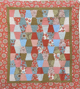 Orange and Blue Tumbler Finished Quilt