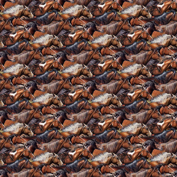 Wild and Free Horse Head Brown Multi DP27603-36