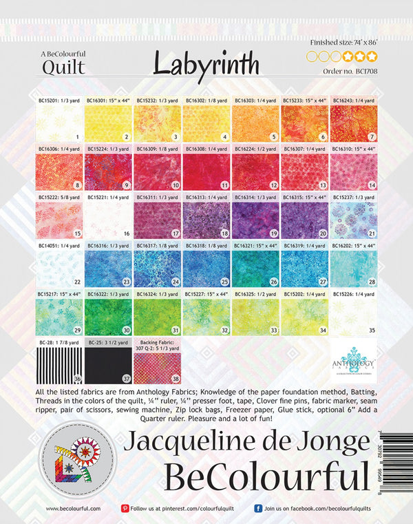 Be Colourful Labyrinth Pattern - Quilting by the Bay