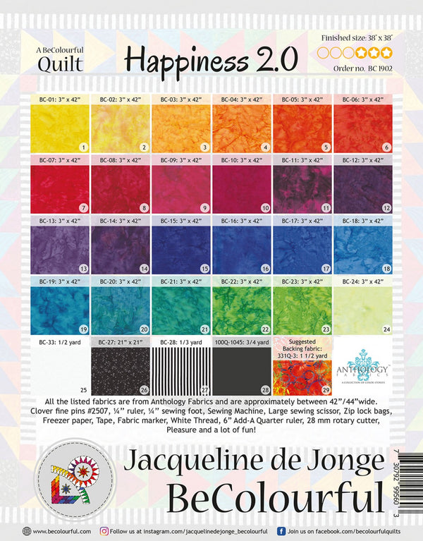 Be Colourful Happiness 2.0 Pattern - Quilting by the Bay