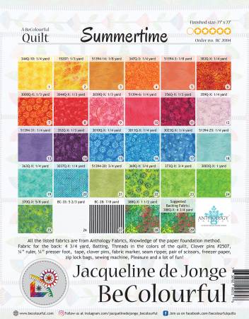 Be Colourful Summertime Pattern BC2004 - Quilting by the Bay