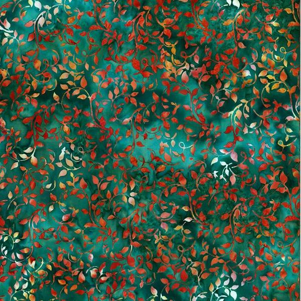 Bali Batik Chamomile Swirl Leaf Red Rock Jewels T2380-418-CHAMOMILE - Quilting by the Bay