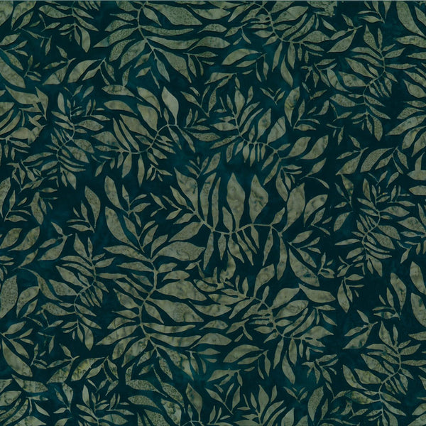 Bali Batik Stone Green All Over Leaf R2272-146 - Quilting by the Bay