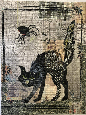 Black Cat Collage Pattern by Laura Heine