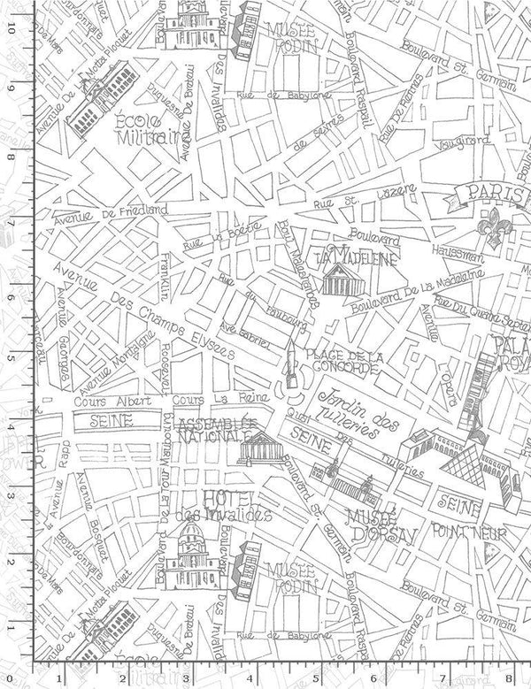 Bonjour White Drawn Map of Paris PARIS-C8687-WHITE