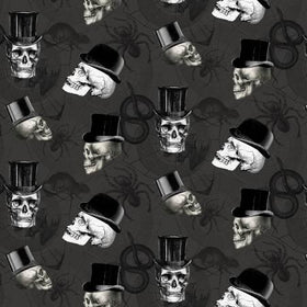 Charcoal Skulls In Top Hats WICKED-C1445-CHARCOAL