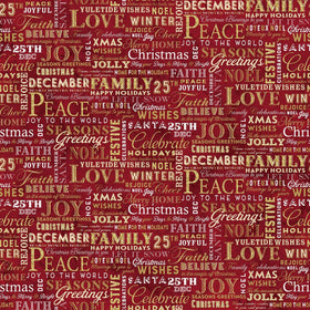 Christmas Joy Christmas Words Cardinal Red with Gold Metallic 24775M-26