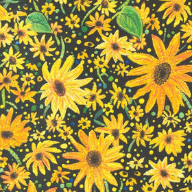 Enchanted Dreamscapes Sunflowers Black 51261-13 Black