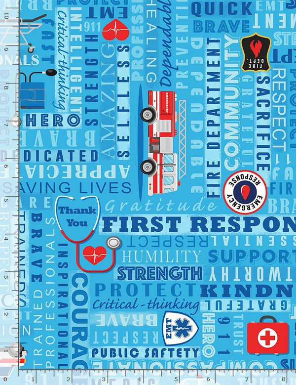 Everyday Heroes Blue First Responders THANKS-C8420 BLUE - Quilting by the Bay