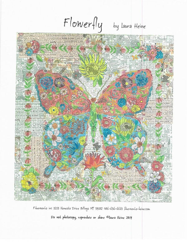Flowerfly A Butterfly Collage Pattern by Laura Heine - Quilting by the Bay