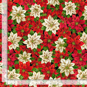 Deck the Halls Packed Red and White Poinsettias CM2053 Multi